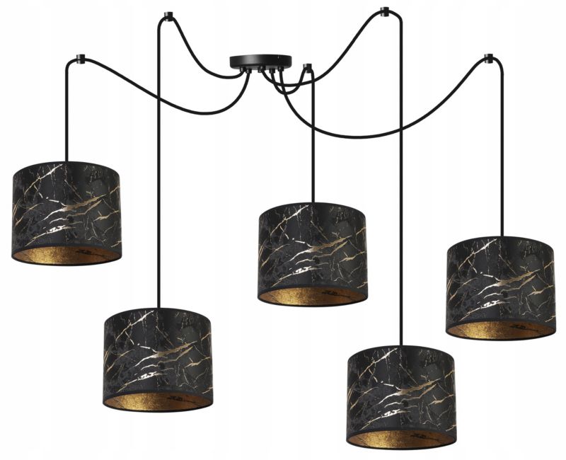 Lampa sufitowa wisząca Light Home LH Pająk Werona 5x E27 60W czarny/złoty 1szt.