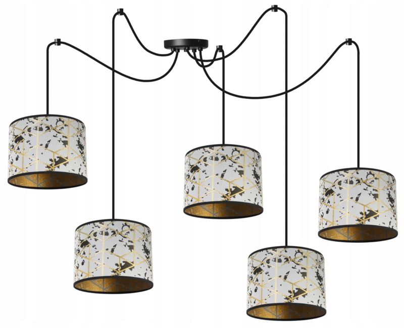 Lampa sufitowa wisząca Light Home LH Pająk Werona 5x E27 60W szary/złoty 1szt.