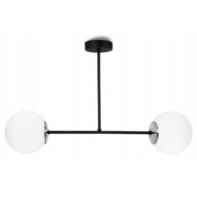 Lampa sufitowa wisząca Light Home LH Palermo 2x E14 40W klosz biały/srebrny 1szt.
