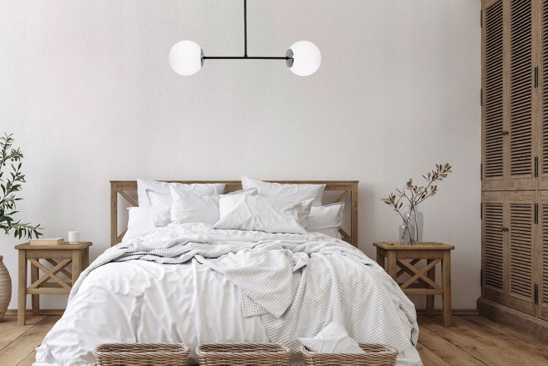 Lampa sufitowa wisząca Light Home LH Palermo 2x E14 40W klosz biały/srebrny 1szt.