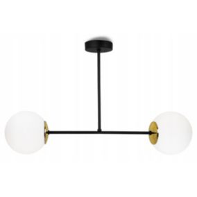 Lampa sufitowa wisząca Light Home LH Palermo 2x E14 40W klosz biały/złoty 1szt.