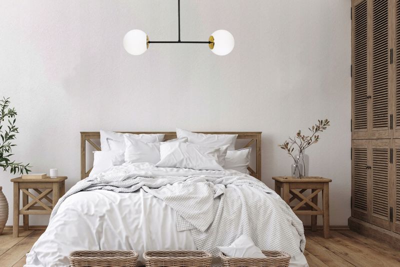 Lampa sufitowa wisząca Light Home LH Palermo 2x E14 40W klosz biały/złoty 1szt.