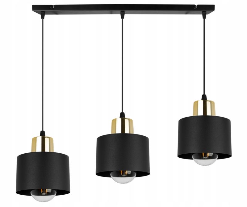 Lampa sufitowa wisząca Light Home LH Panta 3x E27 60W czarny/złoty 1szt.