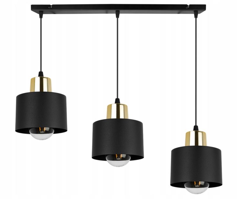 Lampa sufitowa wisząca Light Home LH Panta 3x E27 60W czarny/złoty 1szt.