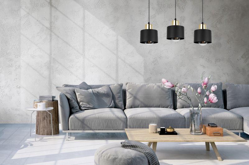 Lampa sufitowa wisząca Light Home LH Panta 3x E27 60W czarny/złoty 1szt.