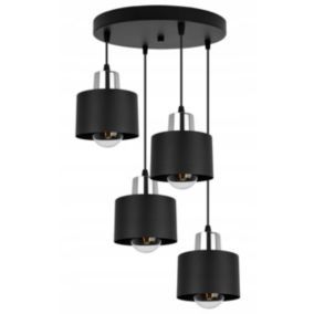 Lampa sufitowa wisząca Light Home LH Panta 4x E27 60W okrągła czarny/srebrny 1szt.