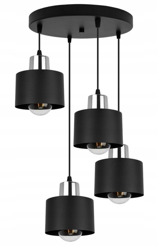 Lampa sufitowa wisząca Light Home LH Panta 4x E27 60W okrągła czarny/srebrny 1szt.