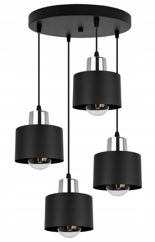 Lampa sufitowa wisząca Light Home LH Panta 4x E27 60W okrągła czarny/srebrny 1szt.