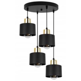 Lampa sufitowa wisząca Light Home LH Panta 4x E27 60W okrągła czarny/złoty 1szt.