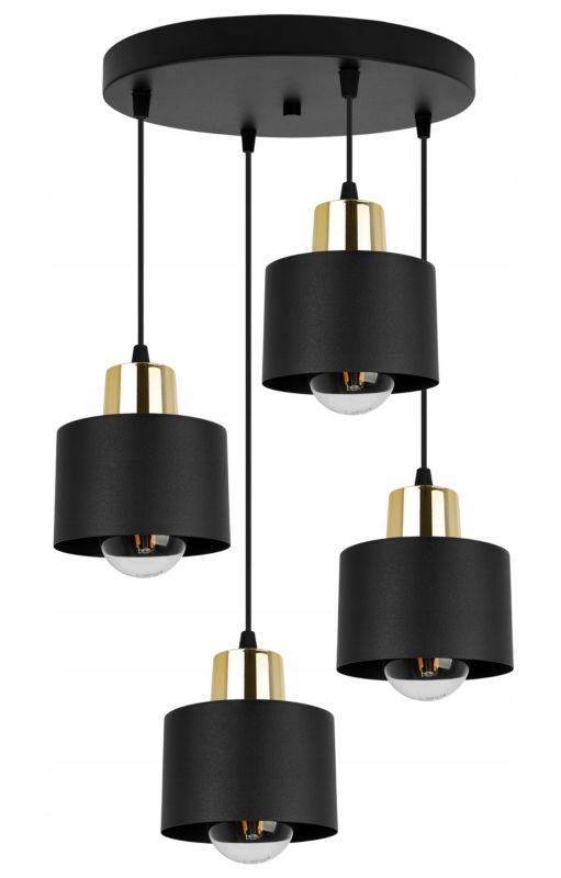 Lampa sufitowa wisząca Light Home LH Panta 4x E27 60W okrągła czarny/złoty 1szt.