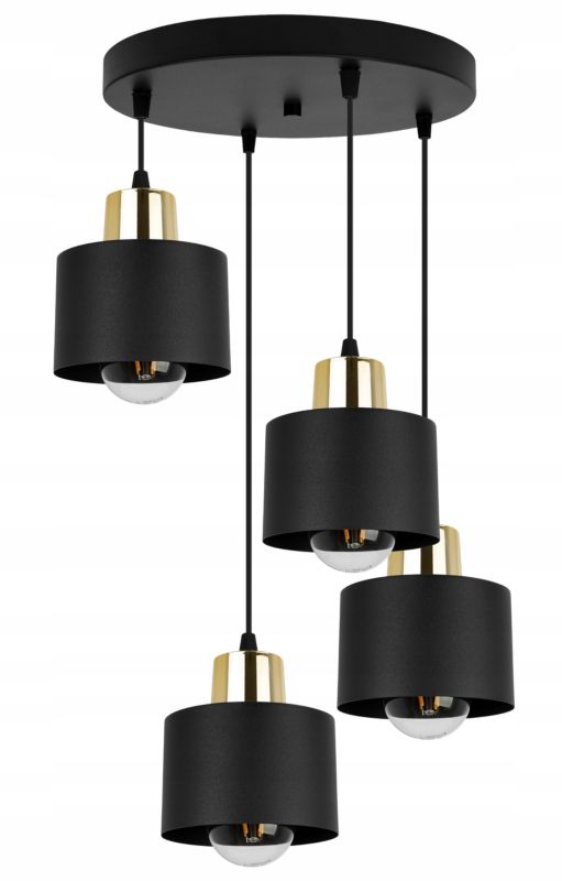 Lampa sufitowa wisząca Light Home LH Panta 4x E27 60W okrągła czarny/złoty 1szt.