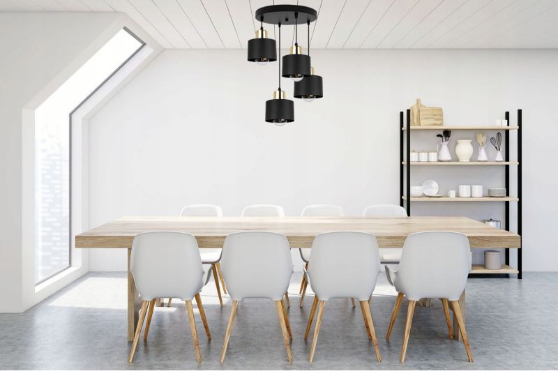 Lampa sufitowa wisząca Light Home LH Panta 4x E27 60W okrągła czarny/złoty 1szt.