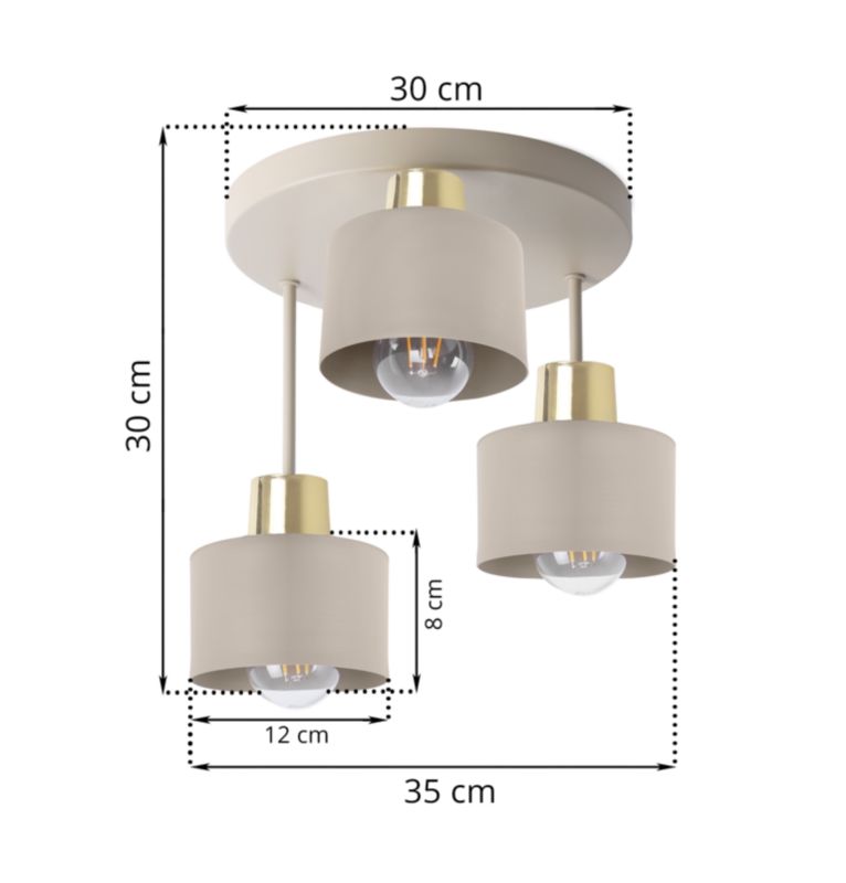 Lampa sufitowa wisząca Light Home LH Panta okrągła 3x E27 kaszmirowy/złoty 1szt.