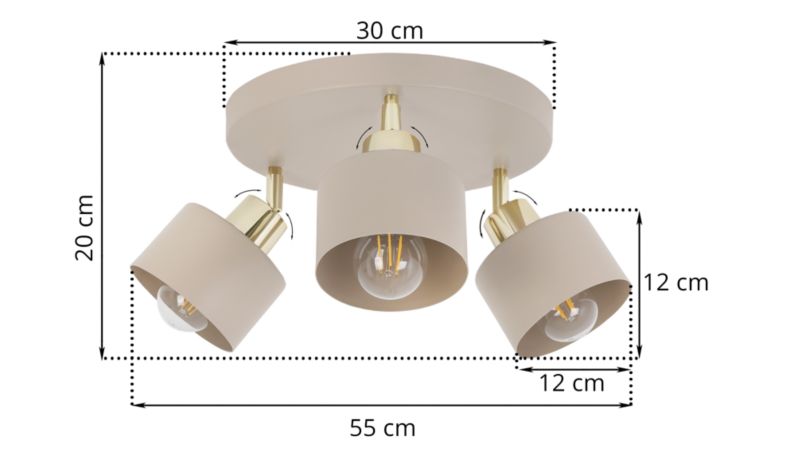 Lampa sufitowa wisząca Light Home LH Panta okrągła 3xE27 kaszmir/złoty 1szt.