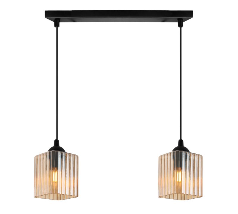 Lampa sufitowa wisząca Light Home LH Riffle 2x E27 60W czarny/miodowy 1szt.