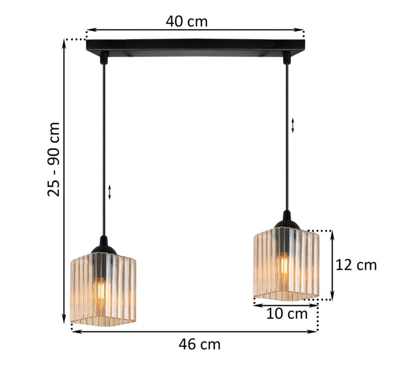 Lampa sufitowa wisząca Light Home LH Riffle 2x E27 60W czarny/miodowy 1szt.