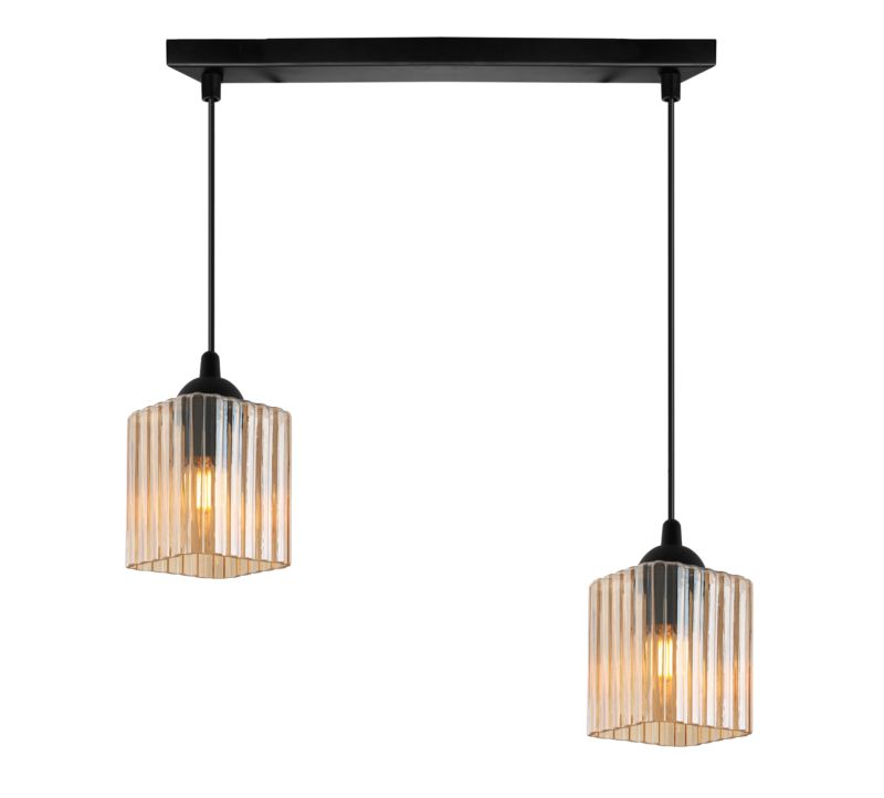 Lampa sufitowa wisząca Light Home LH Riffle 2x E27 60W czarny/miodowy 1szt.