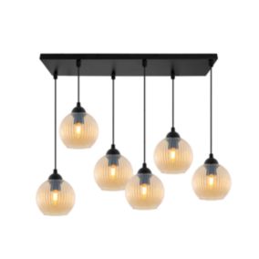 Lampa sufitowa wisząca Light Home LH Riffle 6x E27 60W miodowa kula 1szt.