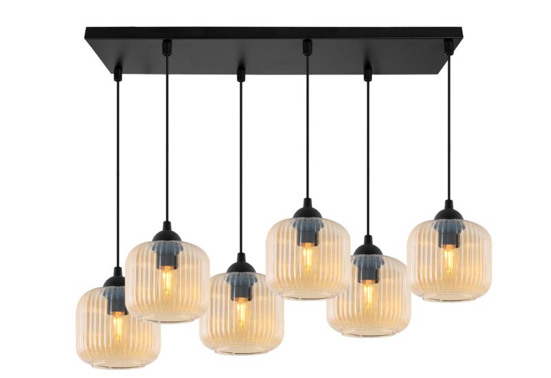 Lampa sufitowa wisząca Light Home LH Riffle 6x E27 60W miodowy walec 1szt.
