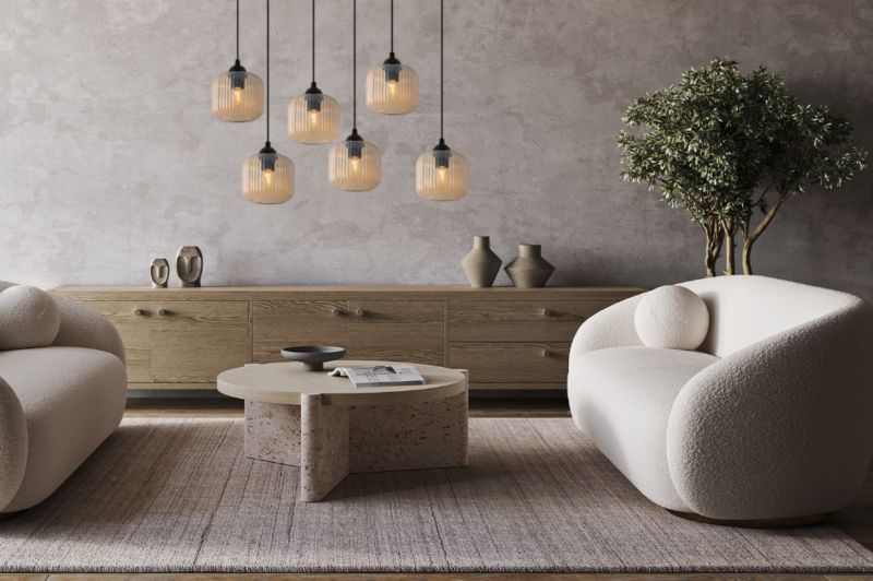 Lampa sufitowa wisząca Light Home LH Riffle 6x E27 60W miodowy walec 1szt.