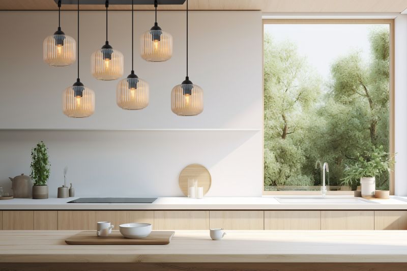 Lampa sufitowa wisząca Light Home LH Riffle 6x E27 60W miodowy walec 1szt.