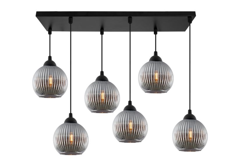 Lampa sufitowa wisząca Light Home LH Riffle 6x E27 60W szara kula 1szt.