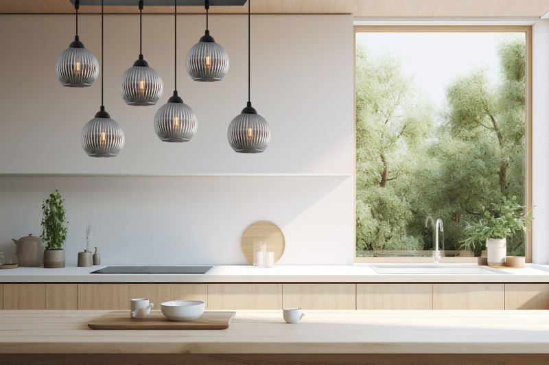 Lampa sufitowa wisząca Light Home LH Riffle 6x E27 60W szara kula 1szt.