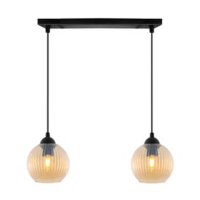 Lampa sufitowa wisząca Light Home LH Riffle Kula 2x E27 60W miodowy 1szt.