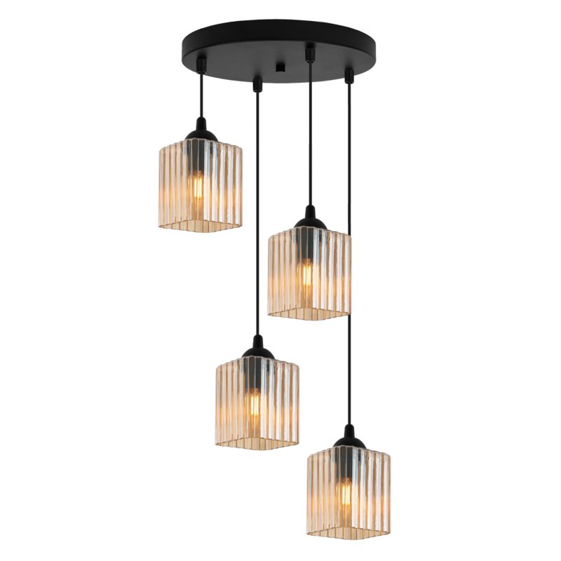 Lampa sufitowa wisząca Light Home LH Riffle okrągła 4x E27 60W czarny/miodowy 1szt
