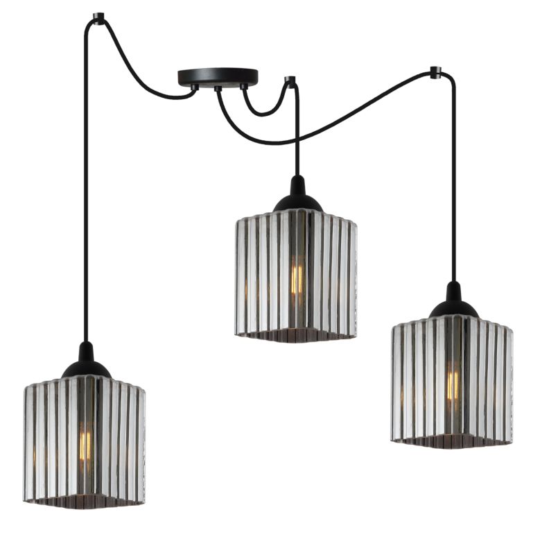 Lampa sufitowa wisząca Light Home LH Riffle Pająk 3x E27 60W czarny ...