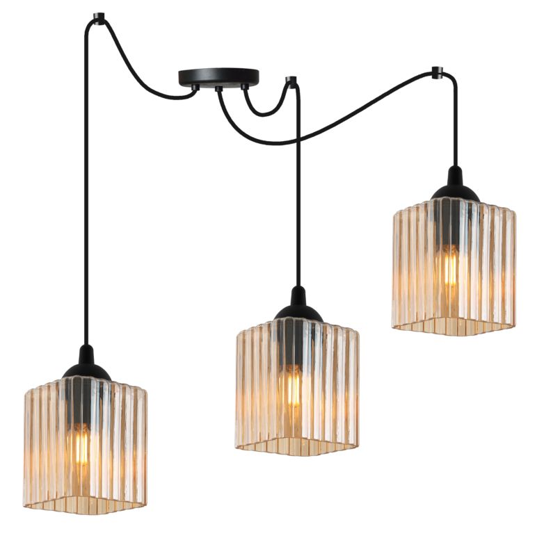 Lampa sufitowa wisząca Light Home LH Riffle Pająk 3x E27 60W czarny/miodowy 1szt.