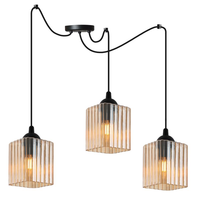 Lampa sufitowa wisząca Light Home LH Riffle Pająk 3x E27 60W czarny/miodowy 1szt.
