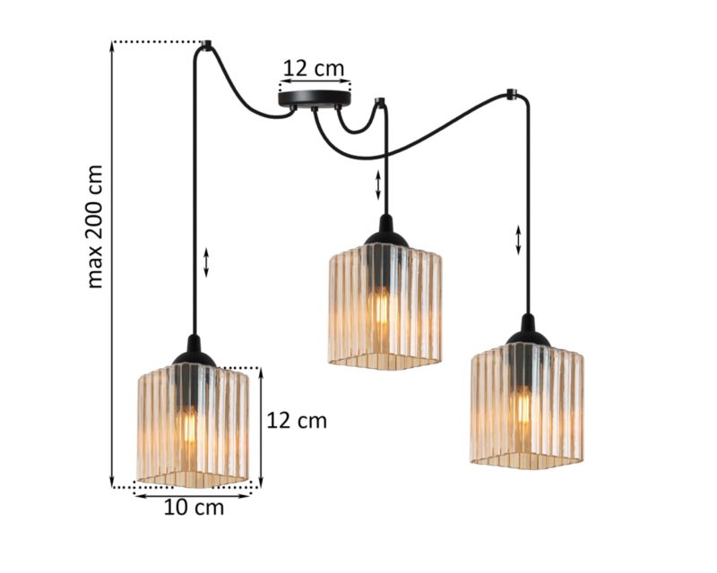 Lampa sufitowa wisząca Light Home LH Riffle Pająk 3x E27 60W czarny/miodowy 1szt.