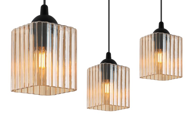 Lampa sufitowa wisząca Light Home LH Riffle Pająk 3x E27 60W czarny/miodowy 1szt.