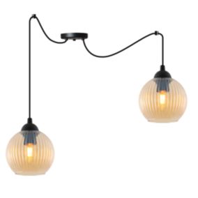 Lampa sufitowa wisząca Light Home LH Riffle Pająk Kula 2x E27 60W miodowy 1szt.