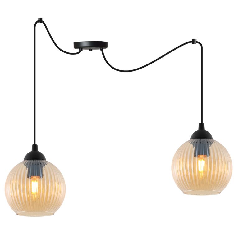 Lampa sufitowa wisząca Light Home LH Riffle Pająk Kula 2x E27 60W miodowy 1szt.
