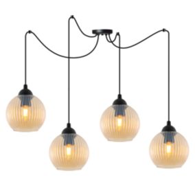 Lampa sufitowa wisząca Light Home LH Riffle Pająk Kula 4x E27 60W miodowy 1szt.