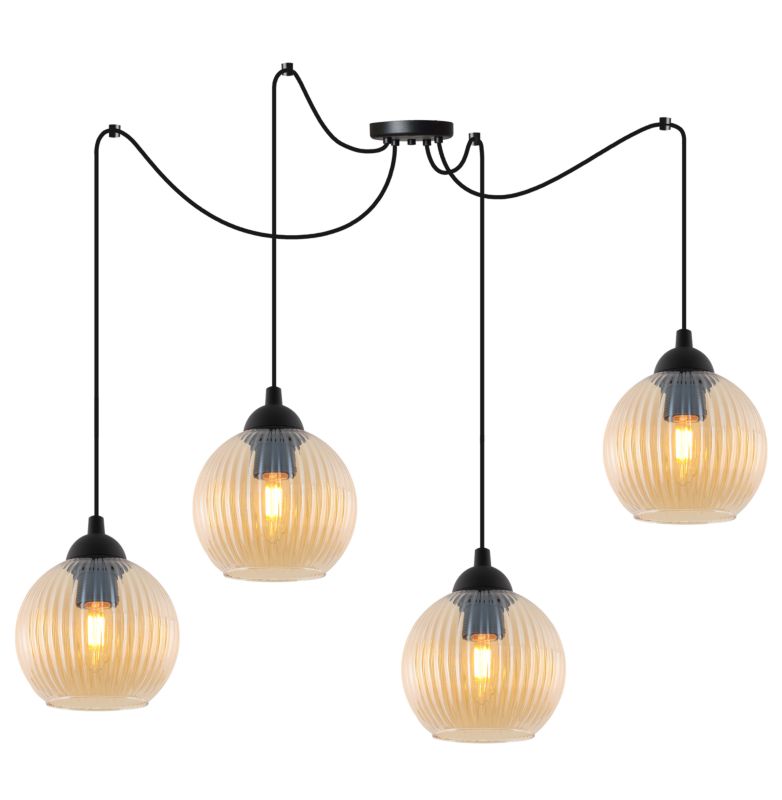 Lampa sufitowa wisząca Light Home LH Riffle Pająk Kula 4x E27 60W miodowy 1szt.