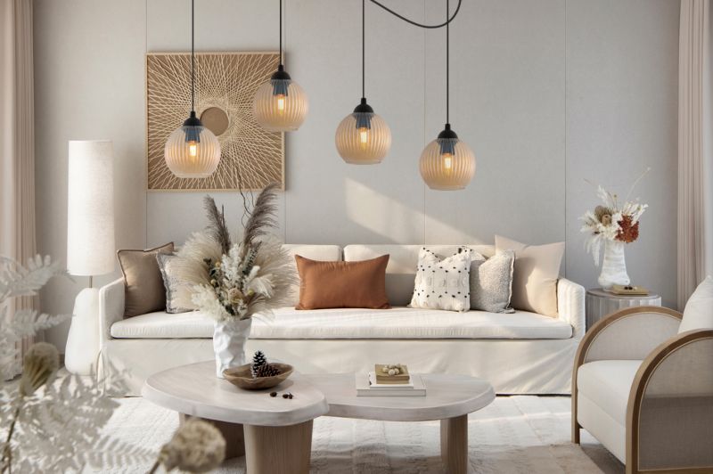 Lampa sufitowa wisząca Light Home LH Riffle Pająk Kula 4x E27 60W miodowy 1szt.