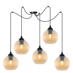 Lampa sufitowa wisząca Light Home LH Riffle Pająk Kula 5x E27 60W miodowy 1szt.