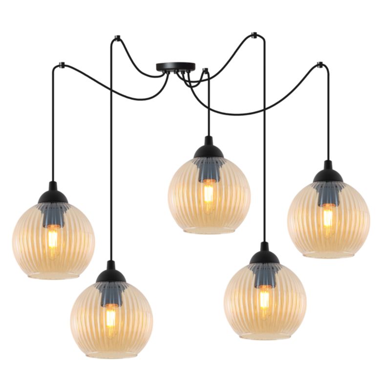 Lampa sufitowa wisząca Light Home LH Riffle Pająk Kula 5x E27 60W miodowy 1szt.