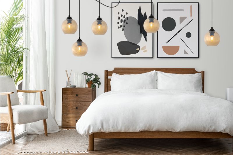 Lampa sufitowa wisząca Light Home LH Riffle Pająk Kula 5x E27 60W miodowy 1szt.