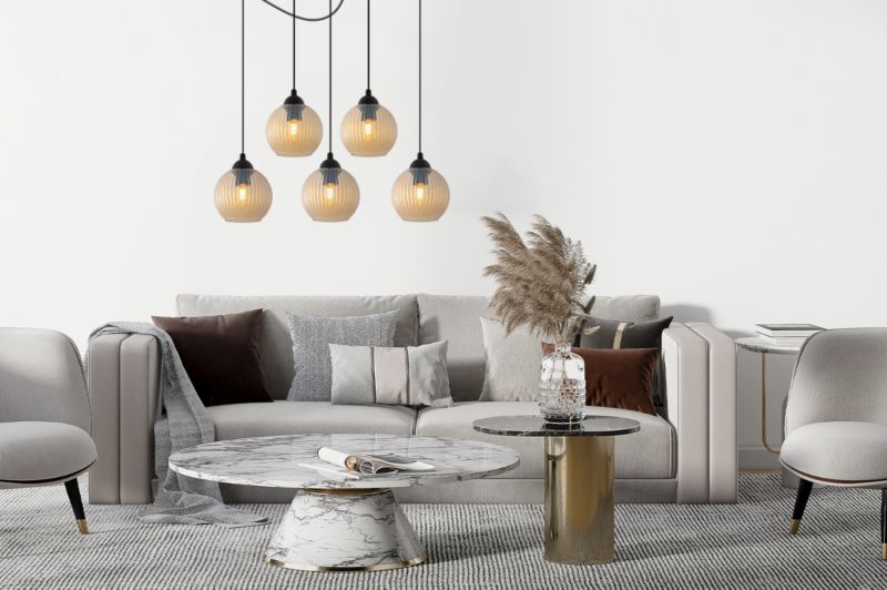 Lampa sufitowa wisząca Light Home LH Riffle Pająk Kula 5x E27 60W miodowy 1szt.