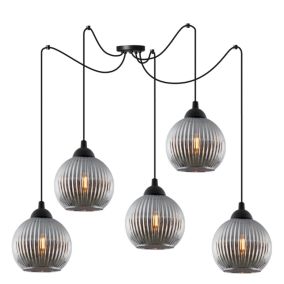 Lampa sufitowa wisząca Light Home LH Riffle Pająk Kula 5x E27 60W szary 1szt.