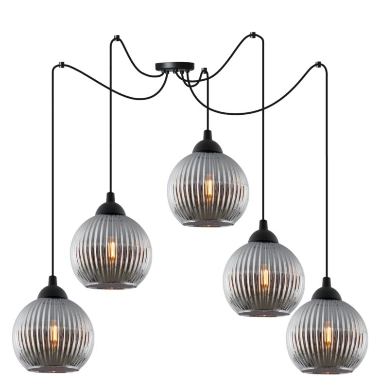 Lampa sufitowa wisząca Light Home LH Riffle Pająk Kula 5x E27 60W szary 1szt.