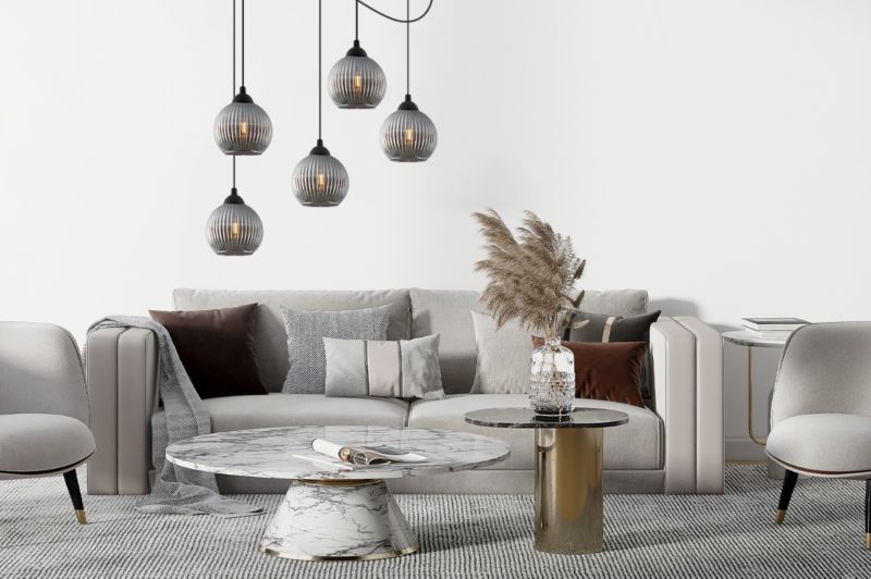 Lampa sufitowa wisząca Light Home LH Riffle Pająk Kula 5x E27 60W szary 1szt.