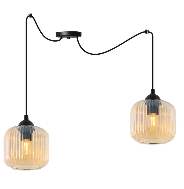 Lampa sufitowa wisząca Light Home LH Riffle Pająk Walec 2x E27 60W miodowy 1szt.