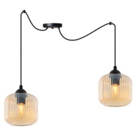 Lampa sufitowa wisząca Light Home LH Riffle Pająk Walec 2x E27 60W miodowy 1szt.
