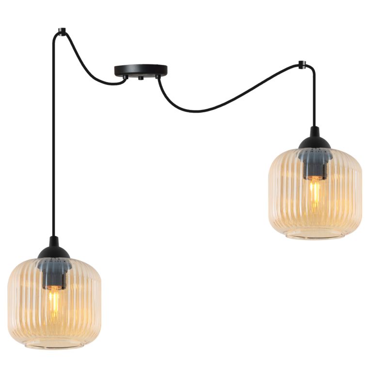 Lampa sufitowa wisząca Light Home LH Riffle Pająk Walec 2x E27 60W miodowy 1szt.