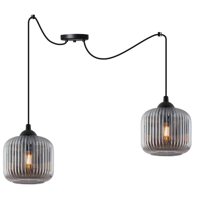 Lampa sufitowa wisząca Light Home LH Riffle Pająk Walec 2x E27 60W szary 1szt.